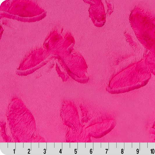 Luxe Cuddle Butterfly Think Pink Minky Plush Fabric 58-60"