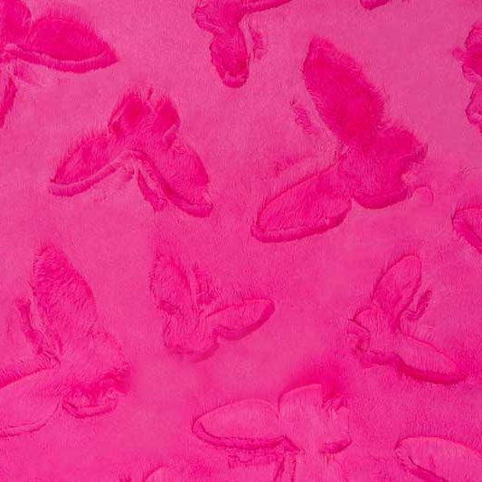 Luxe Cuddle Butterfly Think Pink Minky Plush Fabric 58-60"