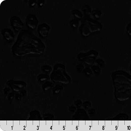 Black Luxe Cuddle Paws Minky Fabric 58-60"
