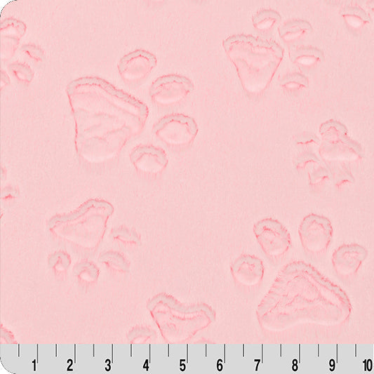 Minky Fabric Luxe Cuddle Paws Blush 58-60"
