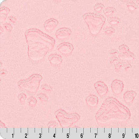 Minky Fabric Luxe Cuddle Paws Blush 58-60"