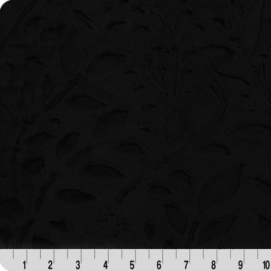 Minky Plush Floral Cuddle Fabric Black 58-60"