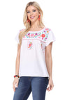 Traditional Mexican Women Blouse - Floral Embroidery, Short Sleeve (S-M-L-XL-2XL-3XL)