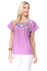 Traditional Mexican Women Blouse - Floral Embroidery, Short Sleeve (S-M-L-XL-2XL-3XL)