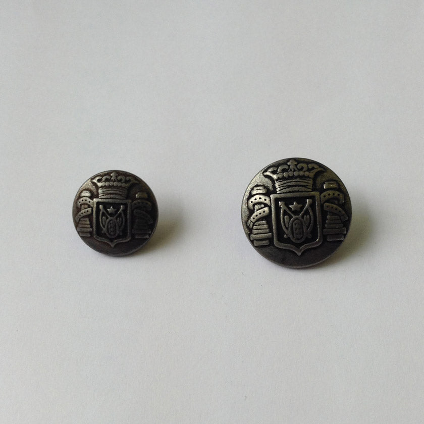 Antique Tin Crown Crest Metal Button - Antique Tin, Crown Crest, Metal Button