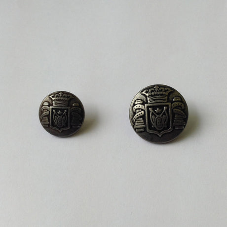 Antique Tin Crown Crest Metal Button - Antique Tin, Crown Crest, Metal Button
