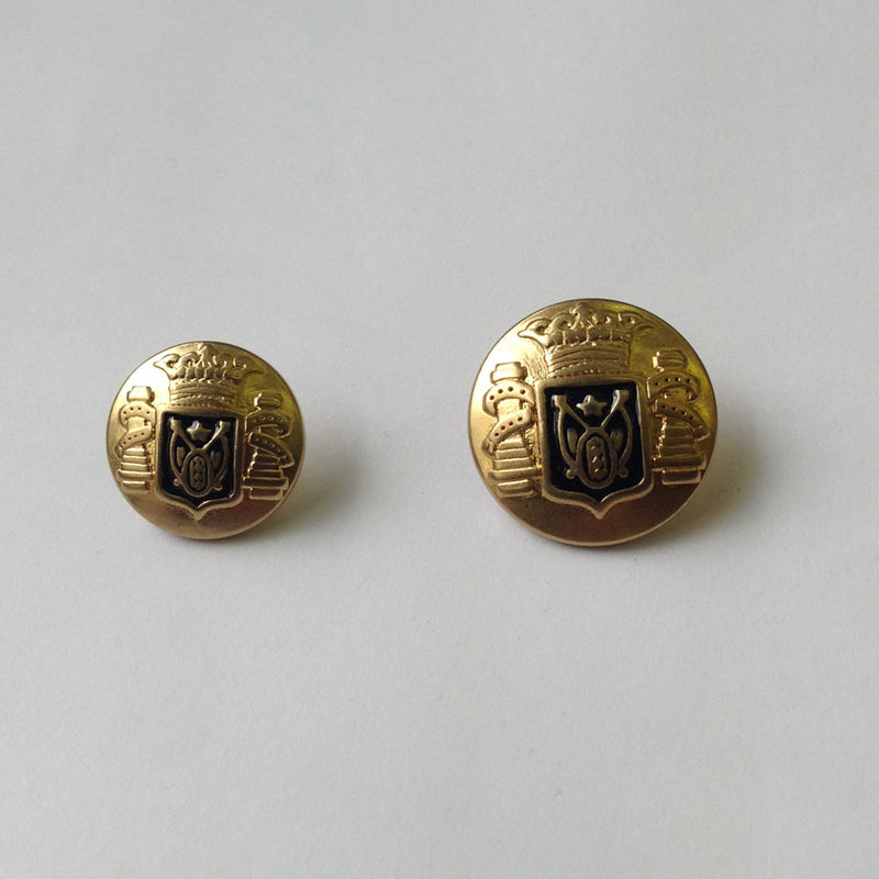 Gold Crown Black Crest Metal Buttons - Metal Buttons, Gold Crown Black Crest