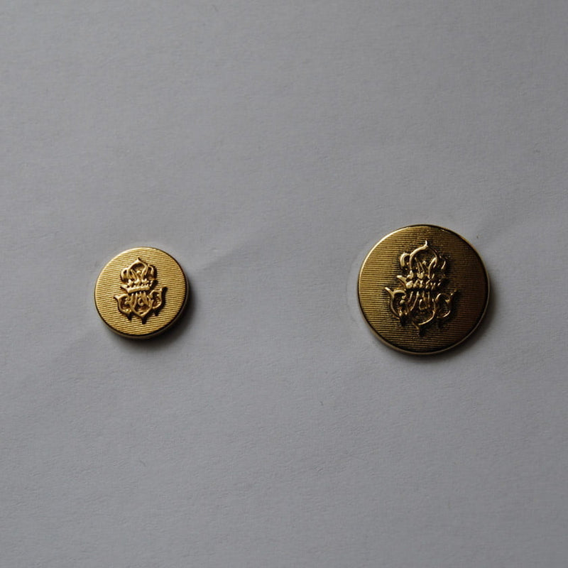 Gold Crown Shield Metal Buttons - Gold Crown Shield Metal Button, Metal Fabric