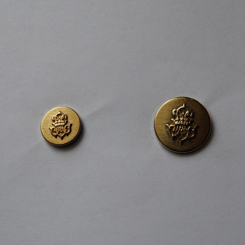 Gold Crown Shield Metal Buttons - Gold Crown Shield Metal Button, Metal Fabric