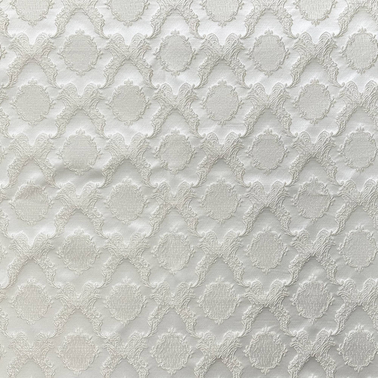 Perla Collection Polyester Fabric - Shiny Floral Damask Diamond Jacquard, 55" Width (Sample Book)