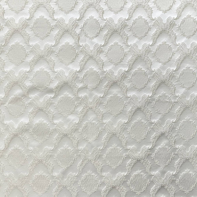 Magda Fabric 100 Percent Polyester Fabric - Shiny Diamond/Round-Shaped Damask Embossed Jacquard, 55" Width (1 Yard)