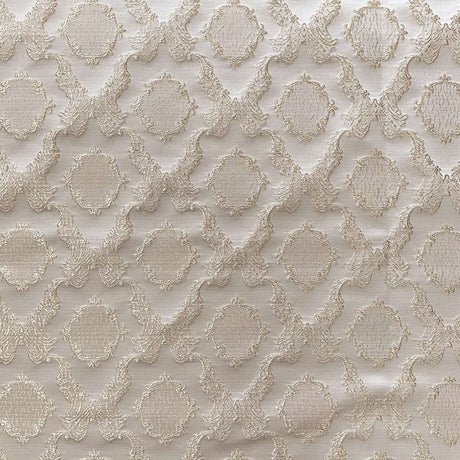 Magda Fabric 100 Percent Polyester Fabric - Shiny Diamond/Round-Shaped Damask Embossed Jacquard, 55" Width (1 Yard)