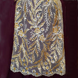 Beaded Embroidered Lace Fabric on Net Mesh