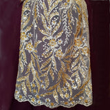 Beaded Lace Fabric on Polyester Net Mesh 50"