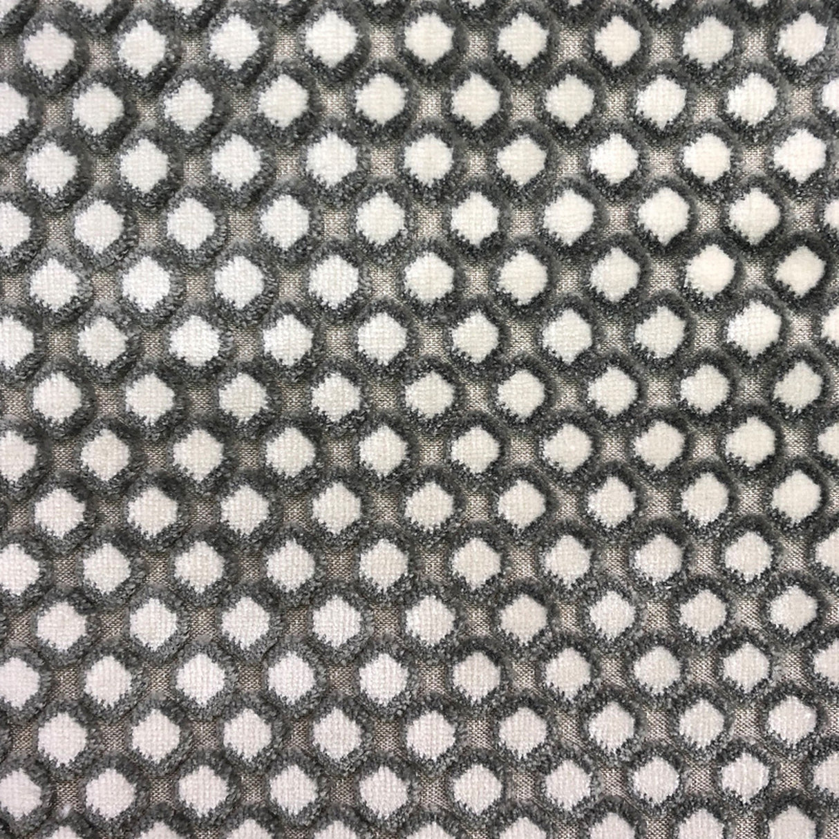 Malia Circular Cut Velvet Fabric - Two Toned Circle Pattern, 55" Width (1 Yard)
