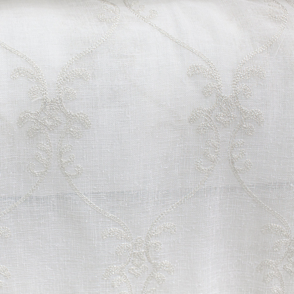 Marquee Fabric - Embroidered Damask Metallic Sheer Fabric, Silver, 55" Width (1 Yard)