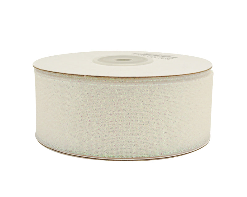 1.5" x 25 Yards Iridescent White Metallic Taffeta Gift Ribbon