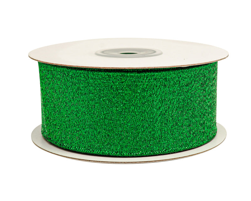 1.5" x 25 Yards Emerald Green Metallic Taffeta Gift Ribbon