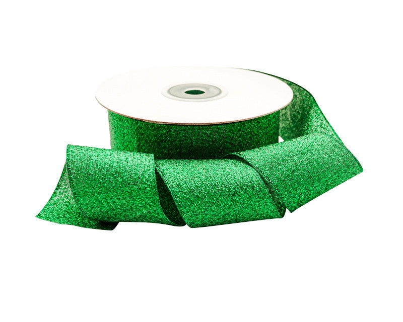 1.5" x 25 Yards Emerald Green Metallic Taffeta Gift Ribbon - Pack of 5 Rolls