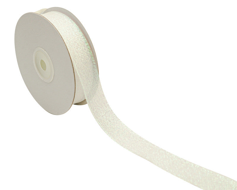 7/8" x 25 Yards Iridescent White Metallic Taffeta Gift Ribbon - Pack of 7 Rolls