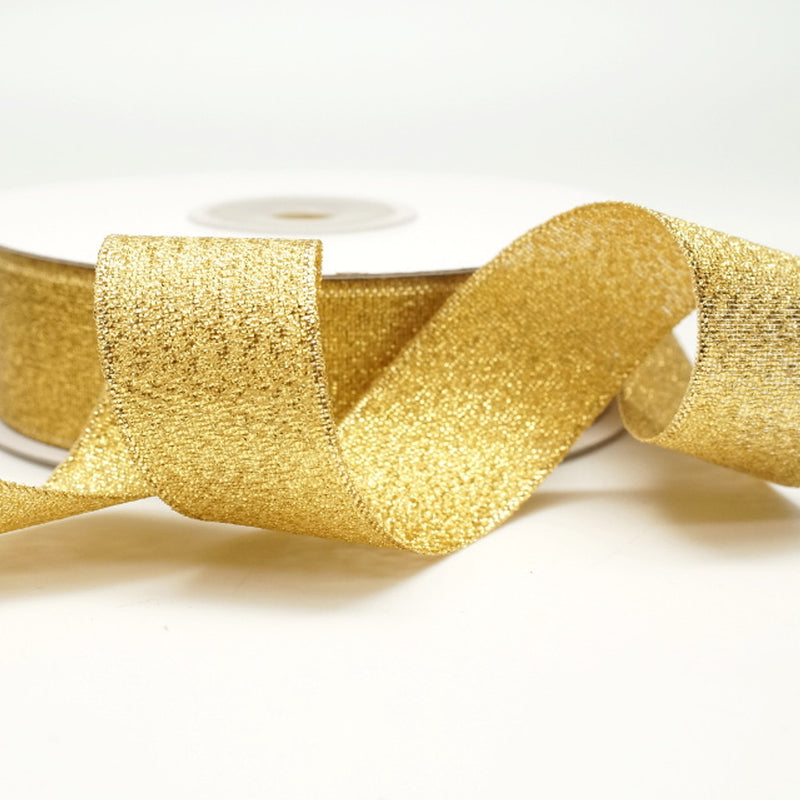 7/8" x 25 Yards Gold Metallic Taffeta Gift Ribbon