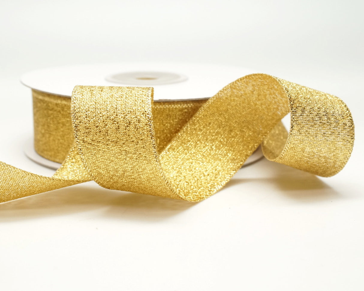 7/8" x 25 Yards Gold Metallic Taffeta Gift Ribbon
