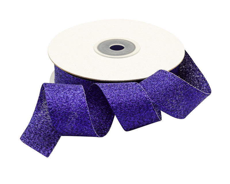 7/8" x 25 Yards Royal Blue Metallic Taffeta Gift Ribbon - Pack of 7 Rolls