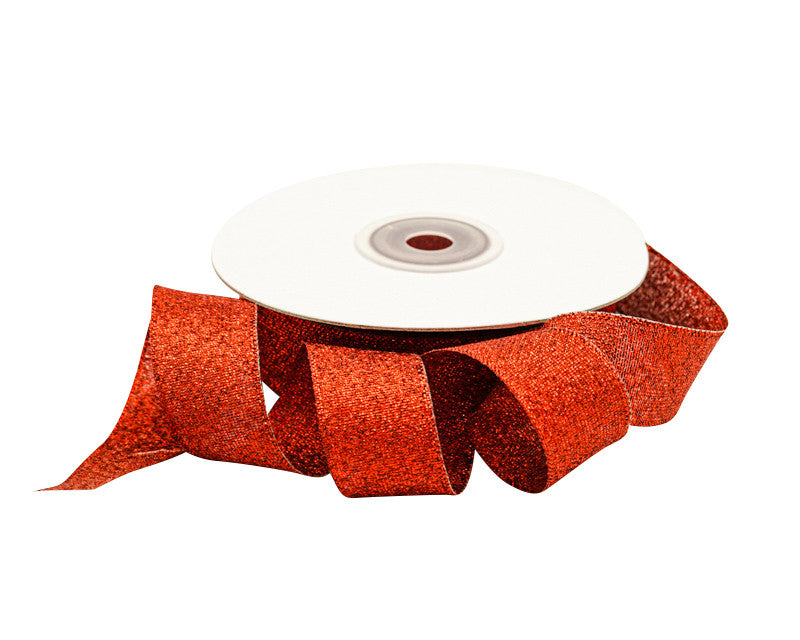 7/8" x 25 Yards Red Metallic Taffeta Gift Ribbon - Pack of 7 Rolls