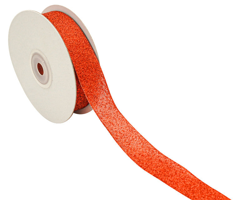 7/8" x 25 Yards Red Metallic Taffeta Gift Ribbon - Pack of 7 Rolls