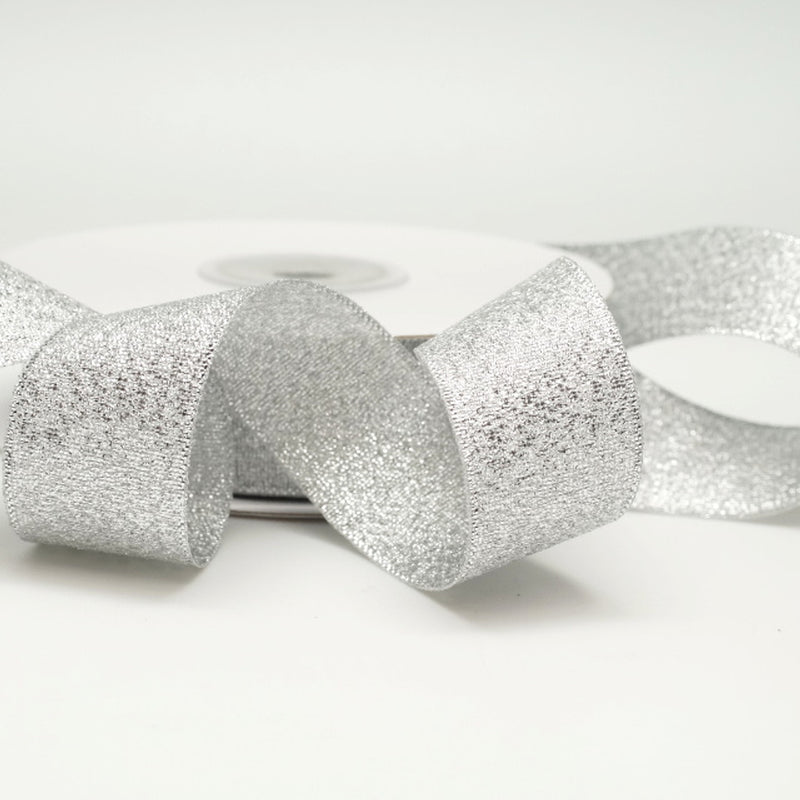 7/8" x 25 Yards Silver Metallic Taffeta Gift Ribbon