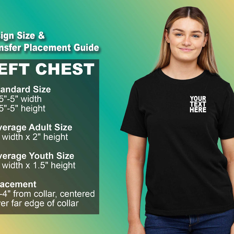Pack: 12 Fast Customizable T-Shirts – Add Your Own Design, Logo, or Photo (Left Chest - Black)