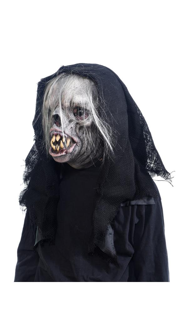 Hooded Space Imp Alien Mask for Scary Halloween Costumes for Men and Women