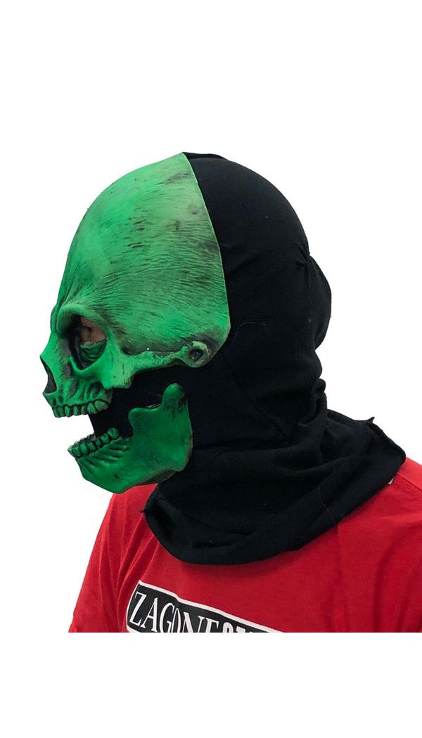 Spooky UV Green Sock Skull Mask for Halloween Costume Parties and Haunted Houses