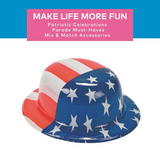 22" circ. Patriotic American Flag Plastic Derby Hats - 12 Pc.