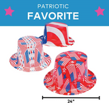 24" Patriotic Red, White, & Blue American Flag Plastic Hats - 12 Pc.