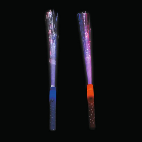 14" Patriotic Fiber Optic Red, White & Blue Light-Up Wands - 12 Pc.