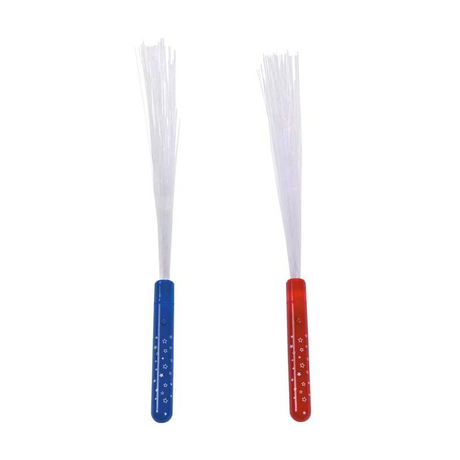 14" Patriotic Fiber Optic Red, White & Blue Light-Up Wands - 12 Pc.