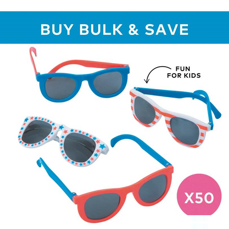 5" Bulk 50 Pc. Kids Patriotic Plastic Sunglasses