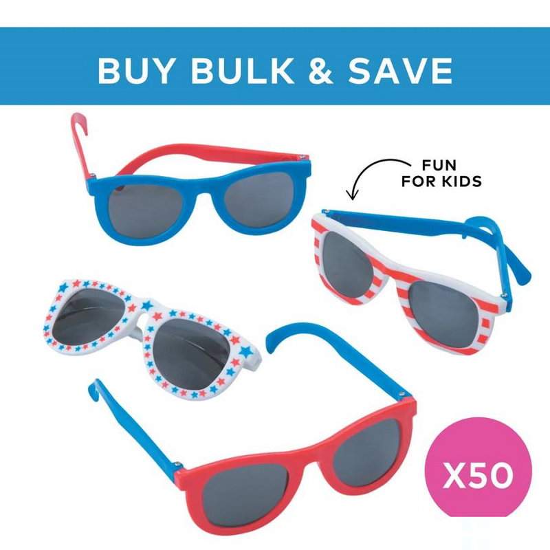 5" Bulk 50 Pc. Kids Patriotic Plastic Sunglasses
