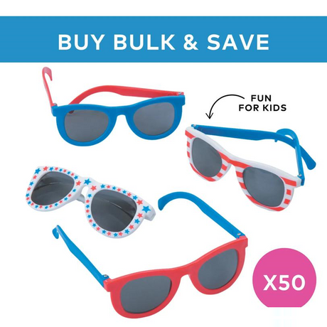 5" Bulk 50 Pc. Kids Patriotic Plastic Sunglasses