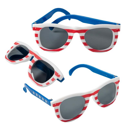 5" x 4 1/2" Kids Patriotic Plastic Novelty Sunglasses 12 Pc.