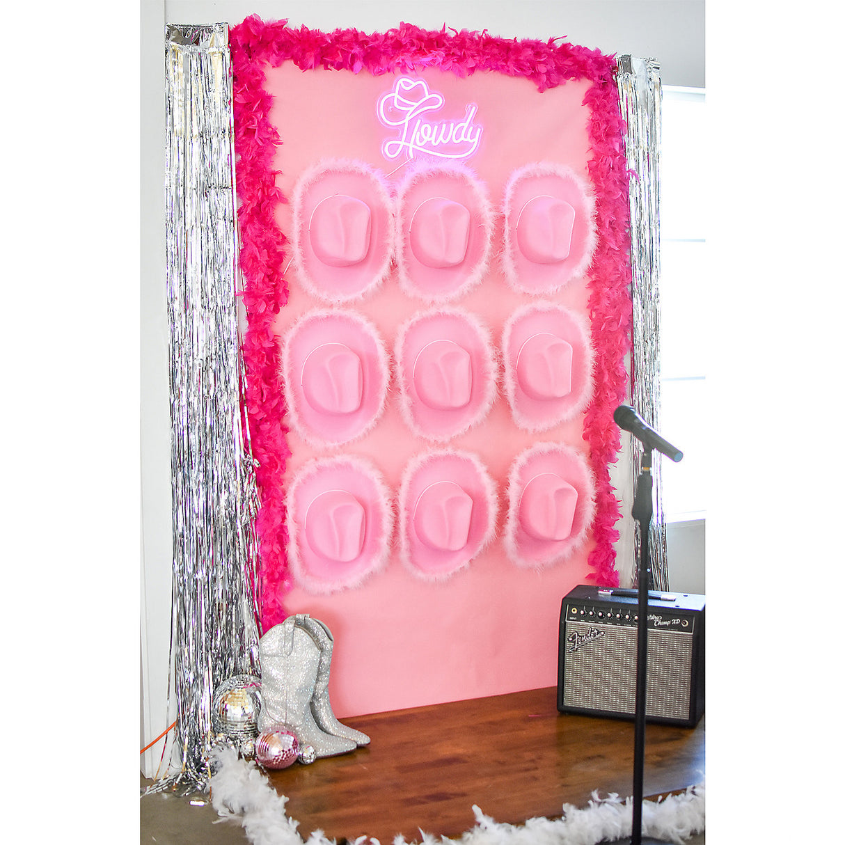 Vibrant Pink Cowgirl Hats with Fuzzy Trim for Bachelorette Parties and Costume Events