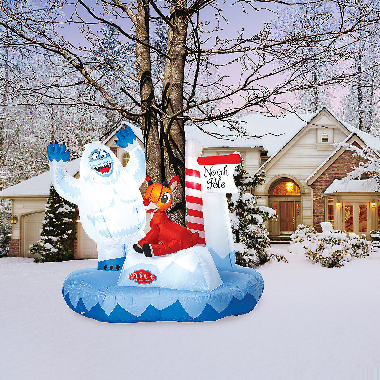 Blow-Up Inflatable Rudolph Christmas Tree Wrap for Holiday Decorations Christmas Parties and Winter Celebrations