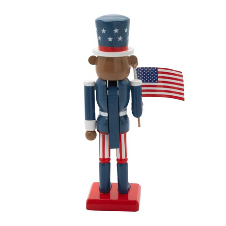 3" x 10" Patriotic Bear Wooden Nutcracker Tabletop Decoration