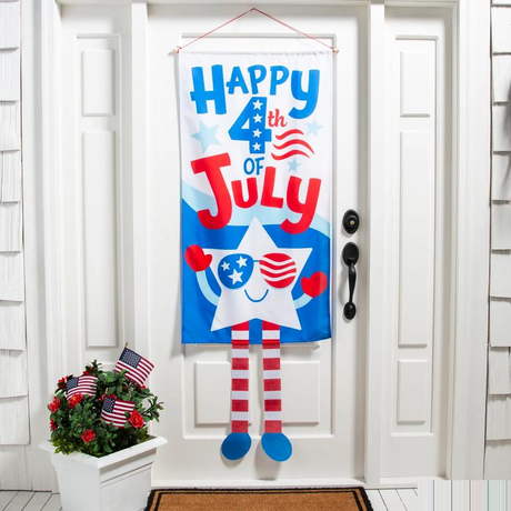 Patriotic Star Dangle-Leg Door Sign
