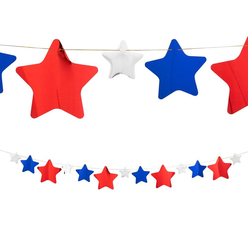 10 Ft. Patriotic Star Cardstock Hanging Garland Decoration