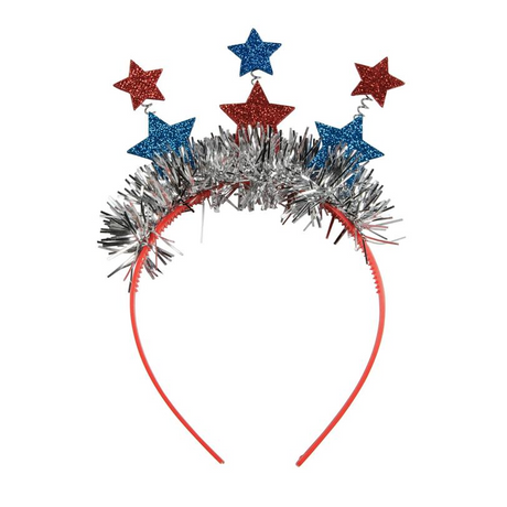 5 1/2" Patriotic Glitter Star & Tinsel Head Boppers - 12 Pc.