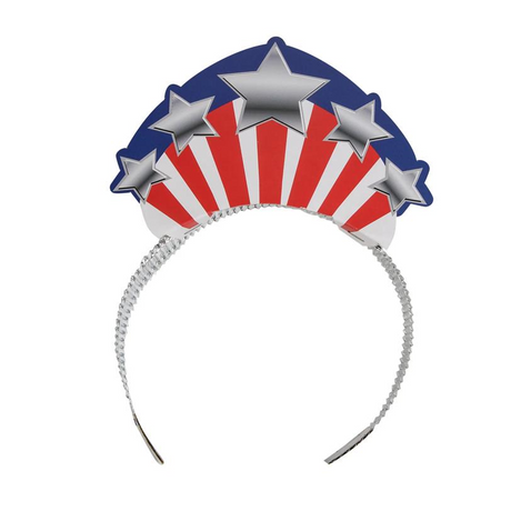 5 3/4" x 4" Kids Patriotic Lady Liberty Crown Cardstock Tiaras - 12 Pc.