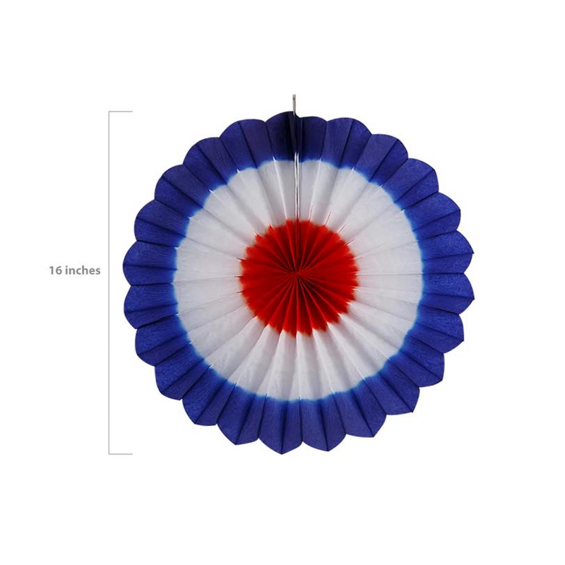16" diam. Patriotic Red, White & Blue Hanging Paper Fans - 6 Pc.