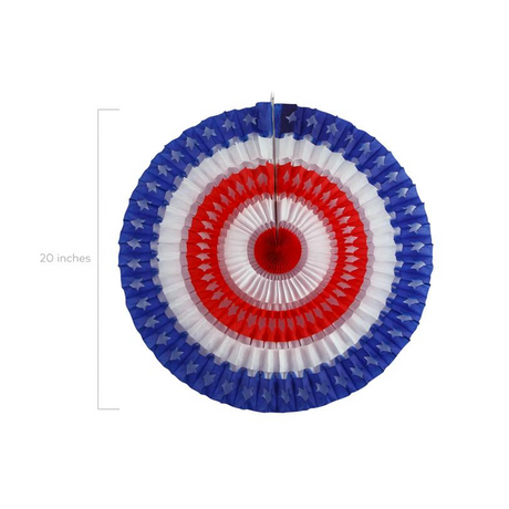 20" diam. Patriotic Stars & Stripes Cutout Hanging Paper Fans - 12 Pc.